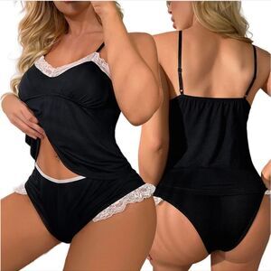 Two Piece Women Sexy Sleepwear Lingerie Cami top and Short Camisole Nightwear US
